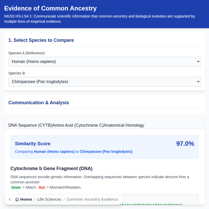 Evidence of Common Ancestry Explorer
