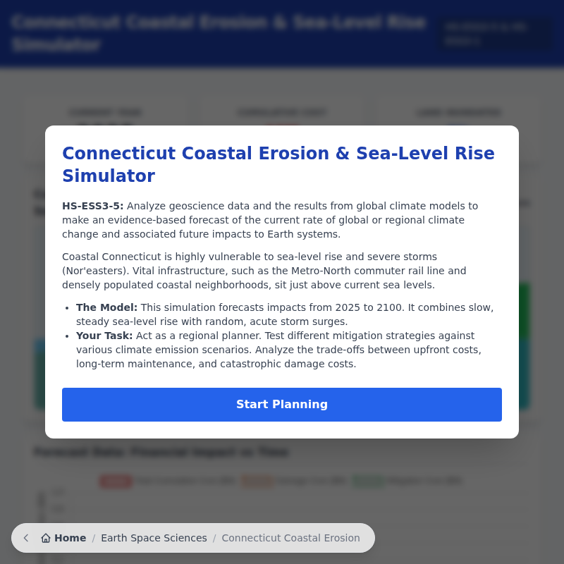 Connecticut Coastal Erosion & Sea-Level Rise Simulator