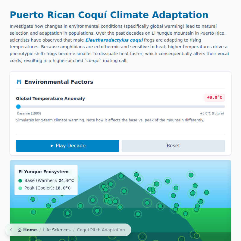 Adaptación climática de la rana Coquí