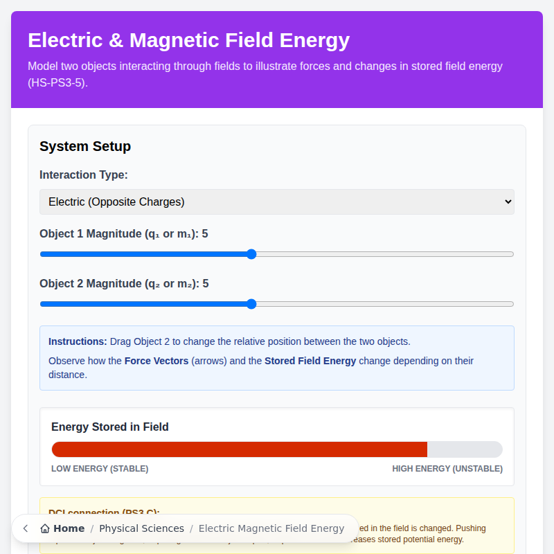 Electric & Magnetic Field Energy Simulator