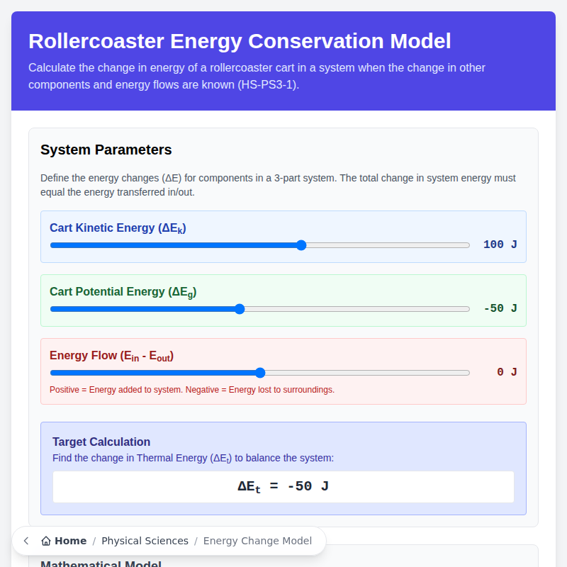 Energy Change Computational Model