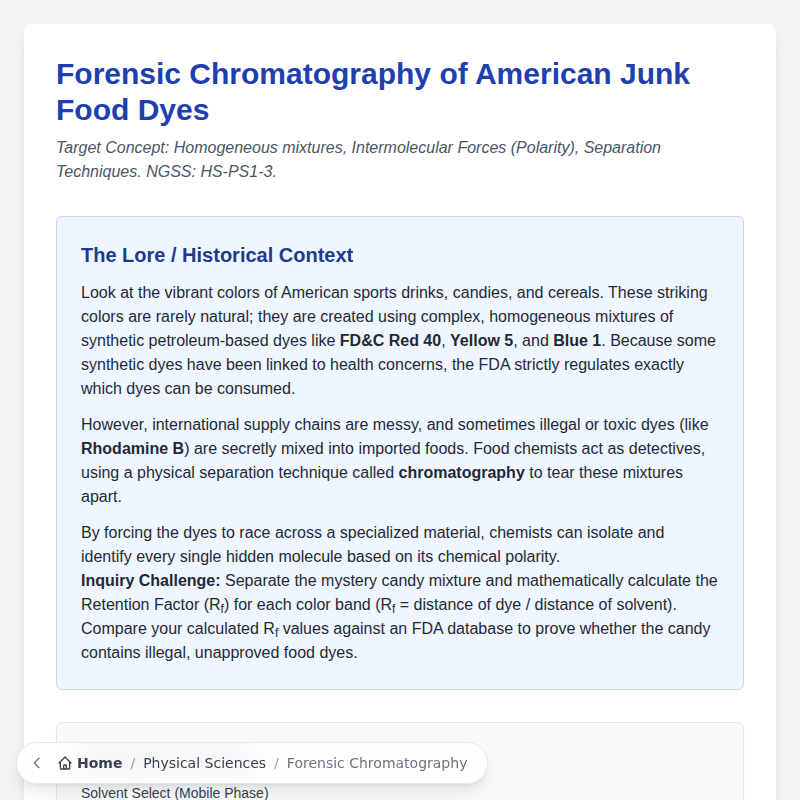 Forensic Chromatography of American Junk Food Dyes