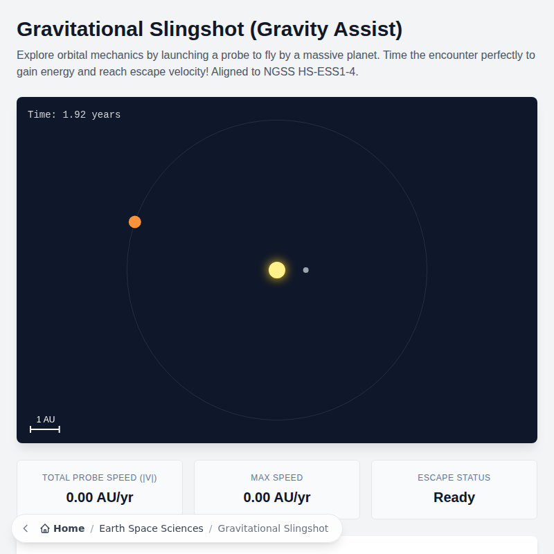 Simulación de Tirachinas Gravitacional (Asistencia)
