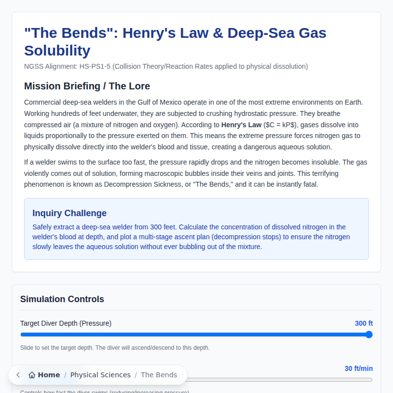 "The Bends": Ley de Henry y solubilidad de gases en aguas profundas